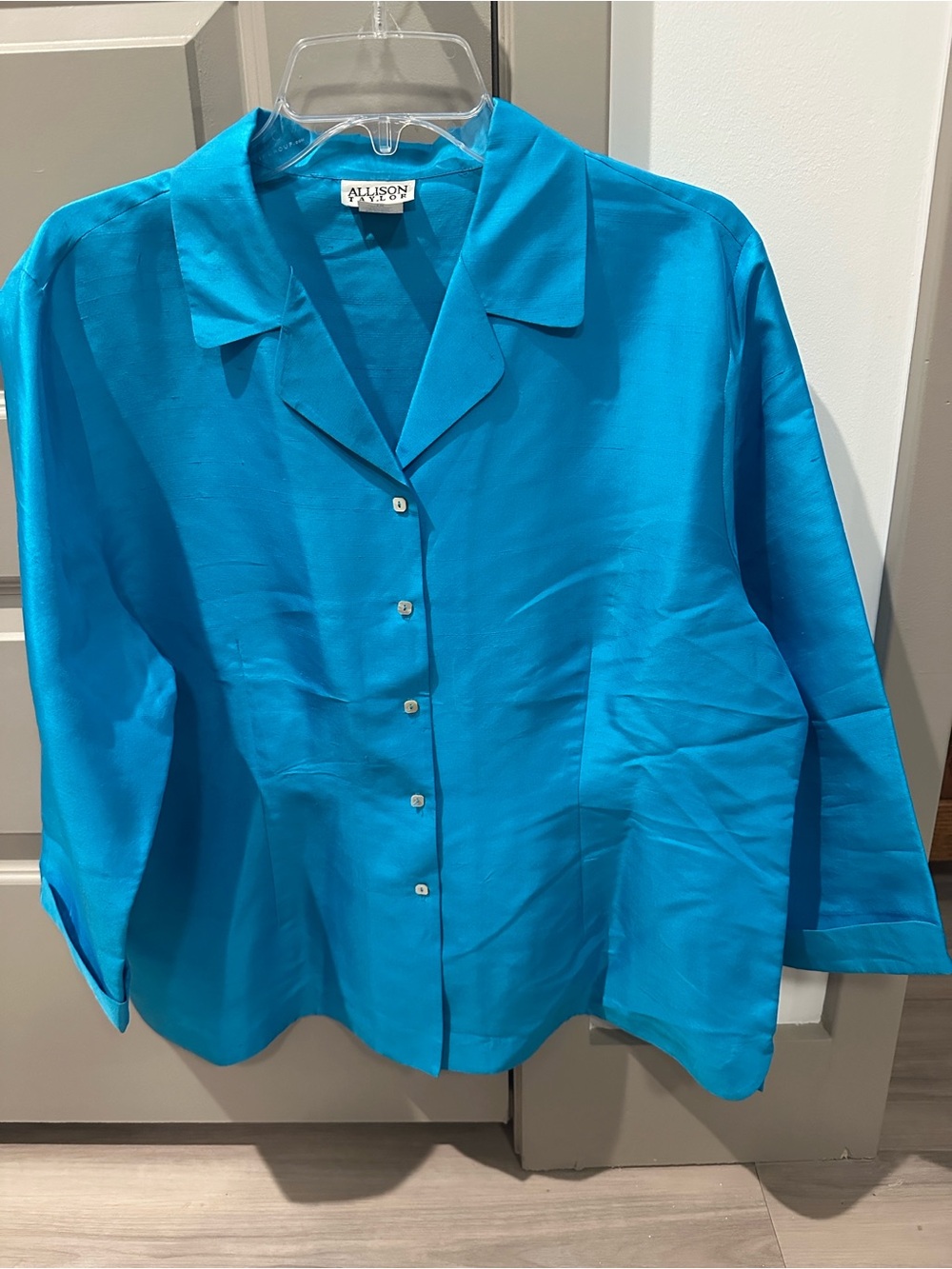 Allison Taylor Vibrant Teal Button-Front Blouse